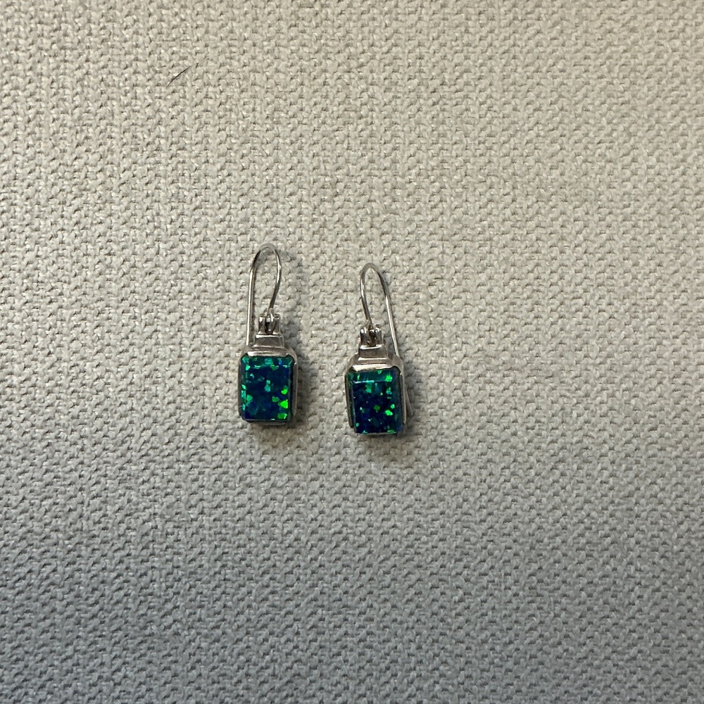 Elegant Silver and Green Earrings